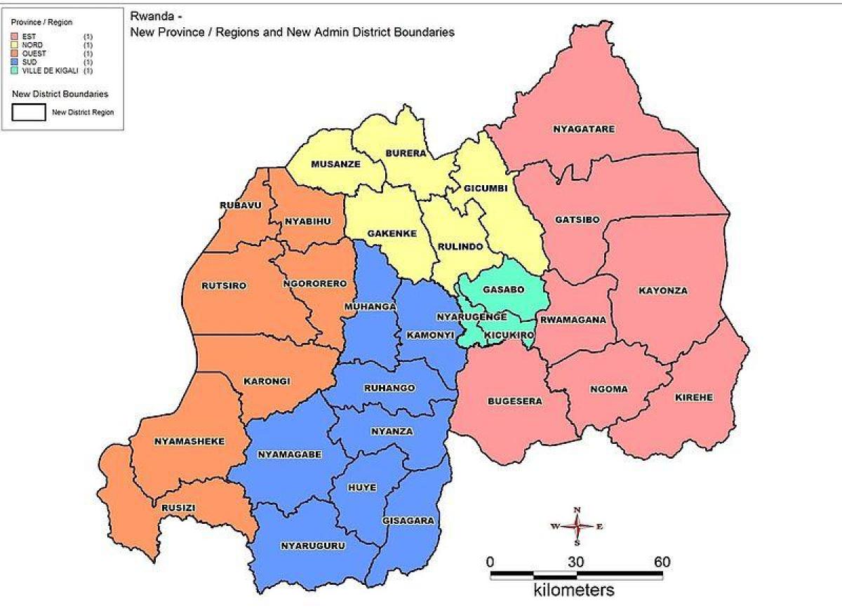 χάρτης της Ρουάντα χάρτης επαρχίες
